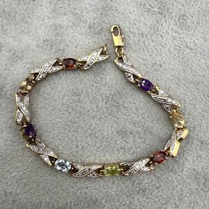 Vintage PAJ Tennis Bracelet Gold Tone Rhinestone 7"